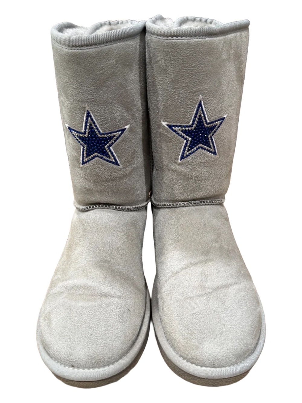 Dallas Cowboys Light Gray Suede Mid-Calf Boots.
